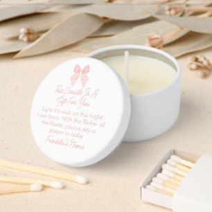 Pink Watercolor Bow Baby Shower Prayer for Baby Mini Candle Favors