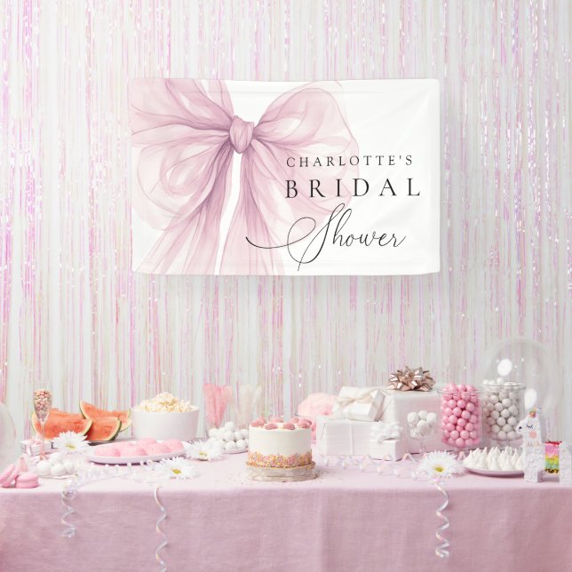 Pink Watercolor Bow Bridal Shower  Banner (Party)