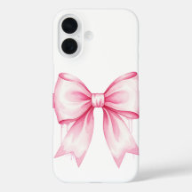 Pink Watercolor Bow iPhone 16 Case