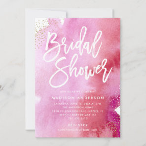 Pink Watercolor Bridal Shower Invitation