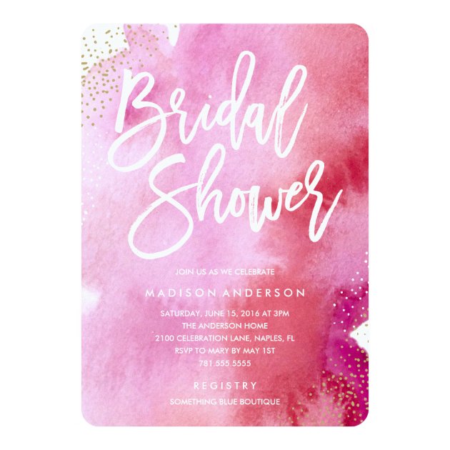 Pink Watercolor Bridal Shower Invitation