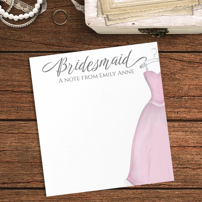 Pink Watercolor Bridesmaid Personalized  Notepad (Creator Uploaded)