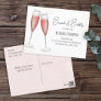 Pink Watercolor Brunch and Bubbly Bridal Shower Postcard