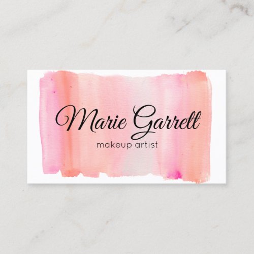 Pink Watercolor Brush Strokes Business Card