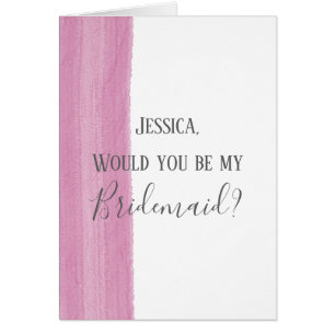Pink Watercolor Brushstroke Bridesmaid Proposal Cards