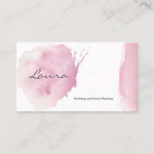 Pink watercolor brushstroke business card