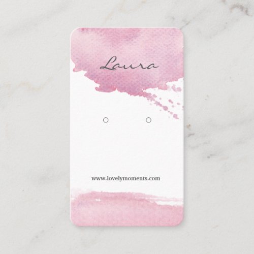 Pink watercolor brushstroke earring display business card