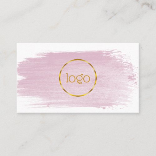 Pink watercolor brushstroke gold your logo  busine business card