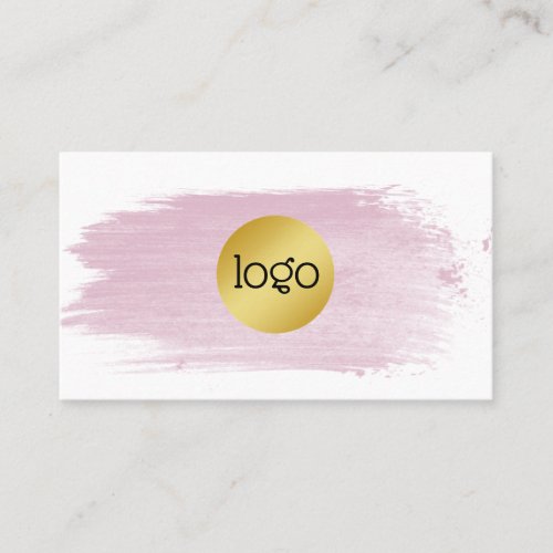 Pink watercolor brushstroke gold your logo business card