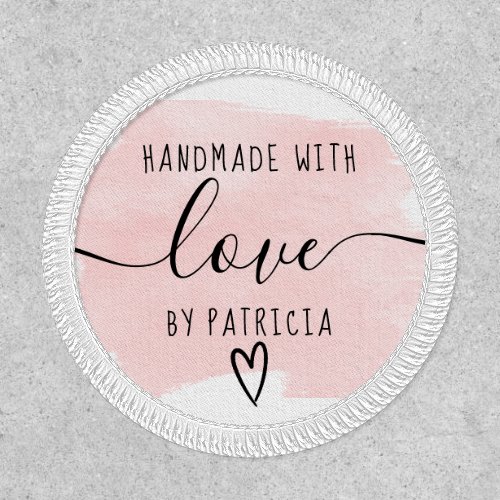 Pink watercolor brushstroke handmade with love patch