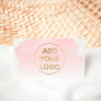 Pink watercolor brushstroke logo gold circle business card
