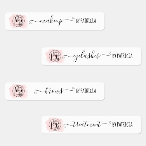 Pink watercolor brushstroke logo Makeup label