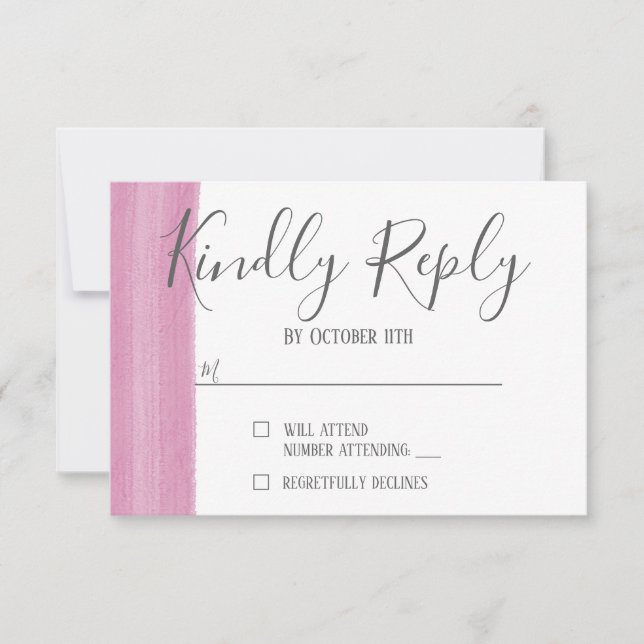 Pink Watercolor Brushstroke RSVP Card (Front)