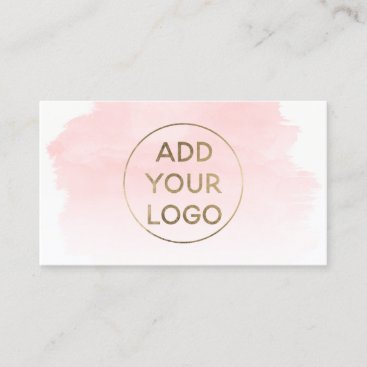 Pink watercolor brushstroke upload your logo business card