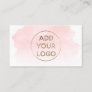 Pink watercolor brushstroke upload your logo business card