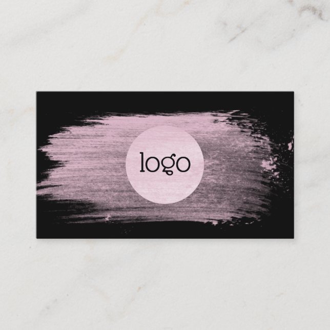 Pink watercolor brushstroke your logo professional business card (Front)