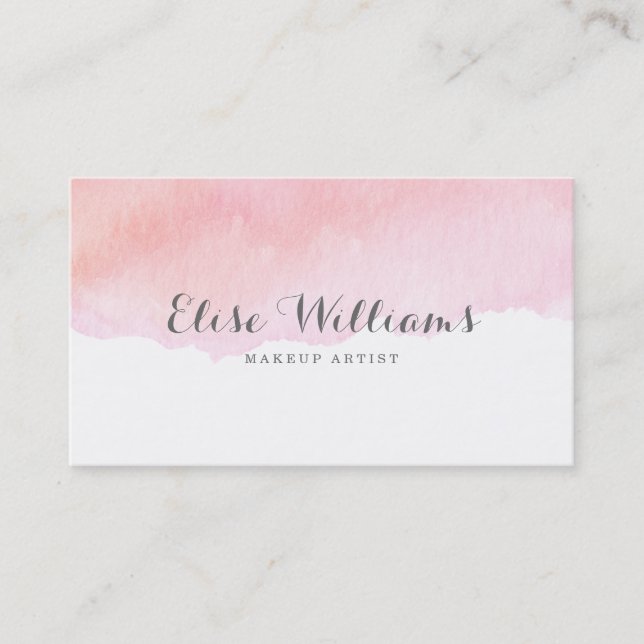 Pink Watercolor Business Card (Front)