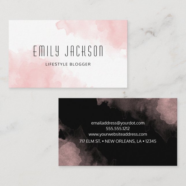 Pink Watercolor Business Card (Front/Back)