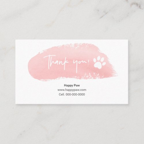 Pink Watercolor Business Thank You Card