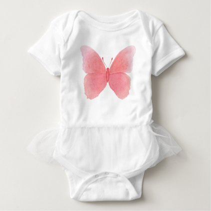 Pink watercolor butterfly baby bodysuit