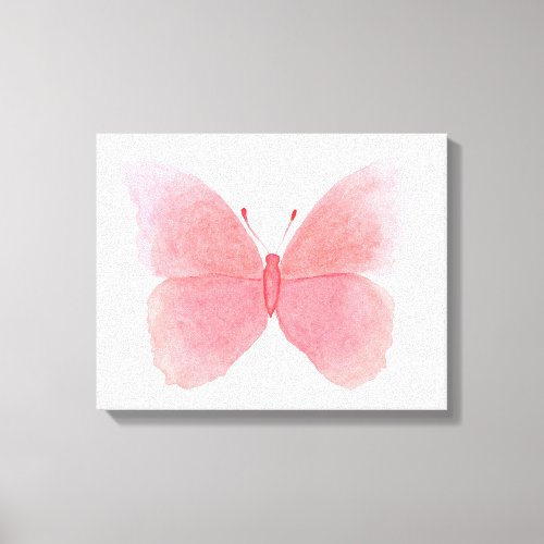 Pink watercolor butterfly canvas print