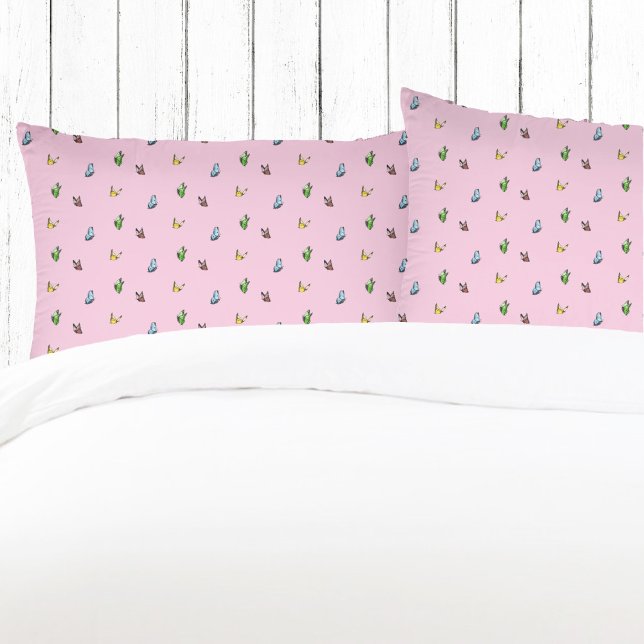 Pink Watercolor Butterfly Pattern Aesthetic  Pillow Case (Creator Uploaded)