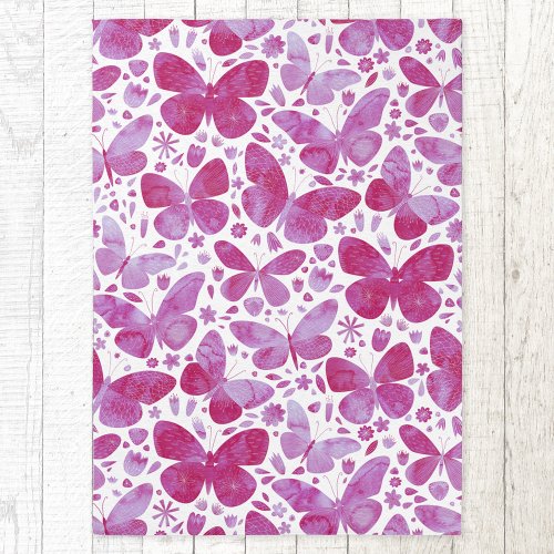 Pink Watercolor Butterfly Rug