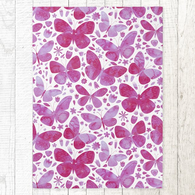 Pink Watercolor Butterfly Rug (Pink watercolor butterfly pattern indoor or outdoor rug)