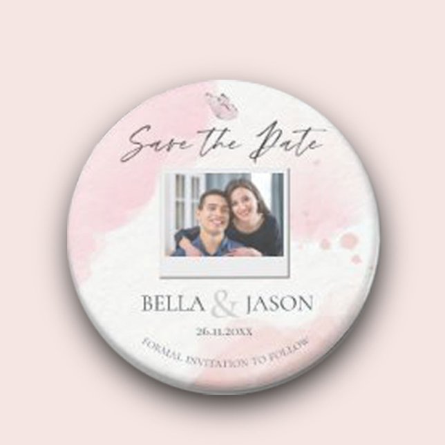 Pink Watercolor Butterfly Wedding Save The Date Magnet