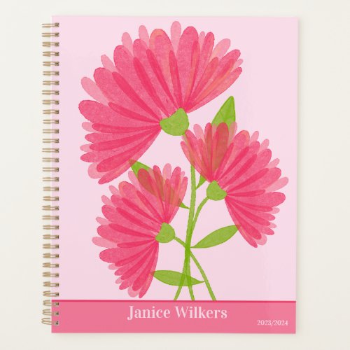 Pink Watercolor Calendula Flowers Planner