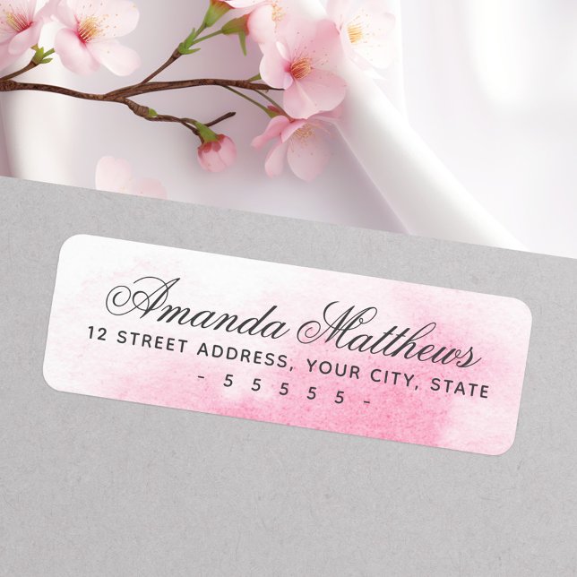 Pink watercolor calligraphy script address label (Pink watercolor calligraphy script address label)