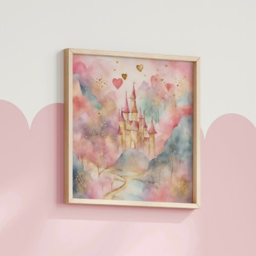 PINK WATERCOLOR CASTLE POSTER