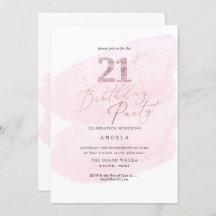 Pink Watercolor Champagne Bubbles 21st ANY AGE