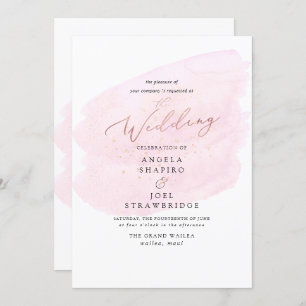 Pink Watercolor Champagne Bubbles Elegant Invitation