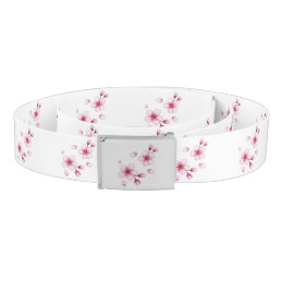 Pink Watercolor Cherry Blossom Pattern Belt