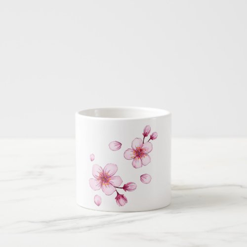 Pink Watercolor Cherry Blossom Pattern Espresso Cup