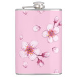 Pink Watercolor Cherry Blossom Pattern Flask