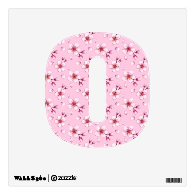 Pink Watercolor Cherry Blossom Pattern Wall Decal (Front)