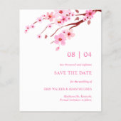 Pink Watercolor Cherry Blossom  Save The Date (Front)