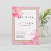 Pink Watercolor Cherry Blossoms Wedding Invitation (Standing Front)