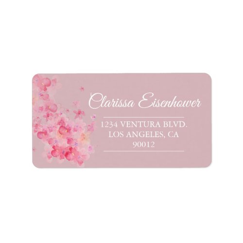 Pink Watercolor Cherry Blossoms Wedding Label