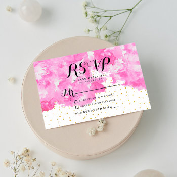 Pink Watercolor Chic Elegant Gold Confetti Rsvp by pink_water at Zazzle