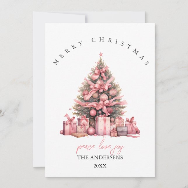 Pink watercolor Christmas Card (Front)