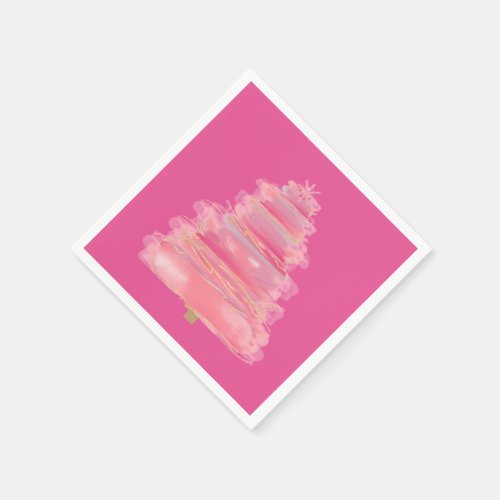 Pink Watercolor Christmas Cloud Tree Napkins