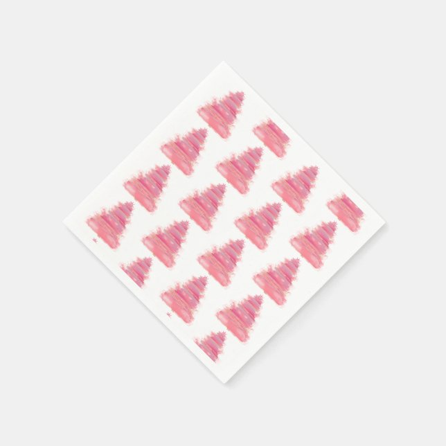 Pink Watercolor Christmas Tree   Napkins (Corner)
