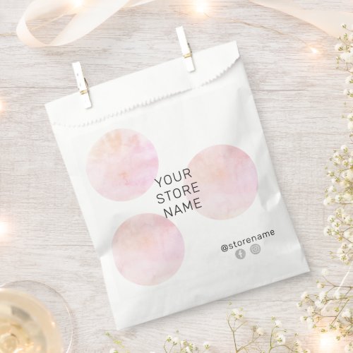  Pink Watercolor Circles Social Media Boutique  Favor Bag