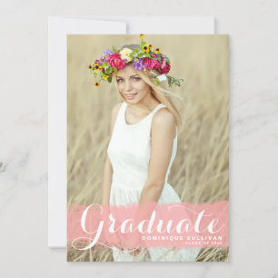 Pink Watercolor Class of 2025 Photo Graduation Announcement