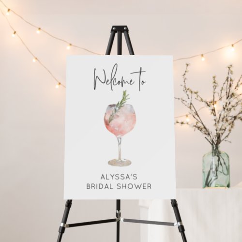 Pink Watercolor Cocktail Bridal Shower Sign