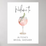 Pink Watercolor Cocktail Bridal Shower Welcome  Poster<br><div class="desc">Can be fully customized to suit your needs. © Gorjo Designs via Zazzle. // Add in your own names. Delete and move sections as necessary // Looking for matching items? Other stationery from the set available in the ‘collections’ section of my store. // Need help customizing your design? Got other...</div>