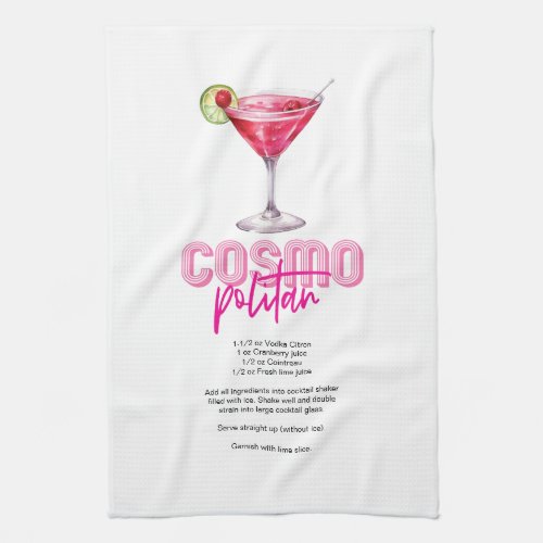 Pink Watercolor Cocktail Recipe Cosmopolitan  Kitchen Towel